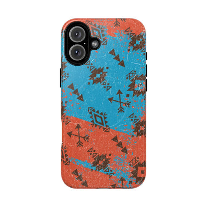 Orange Blue Aztec Grunge Magnetic Case