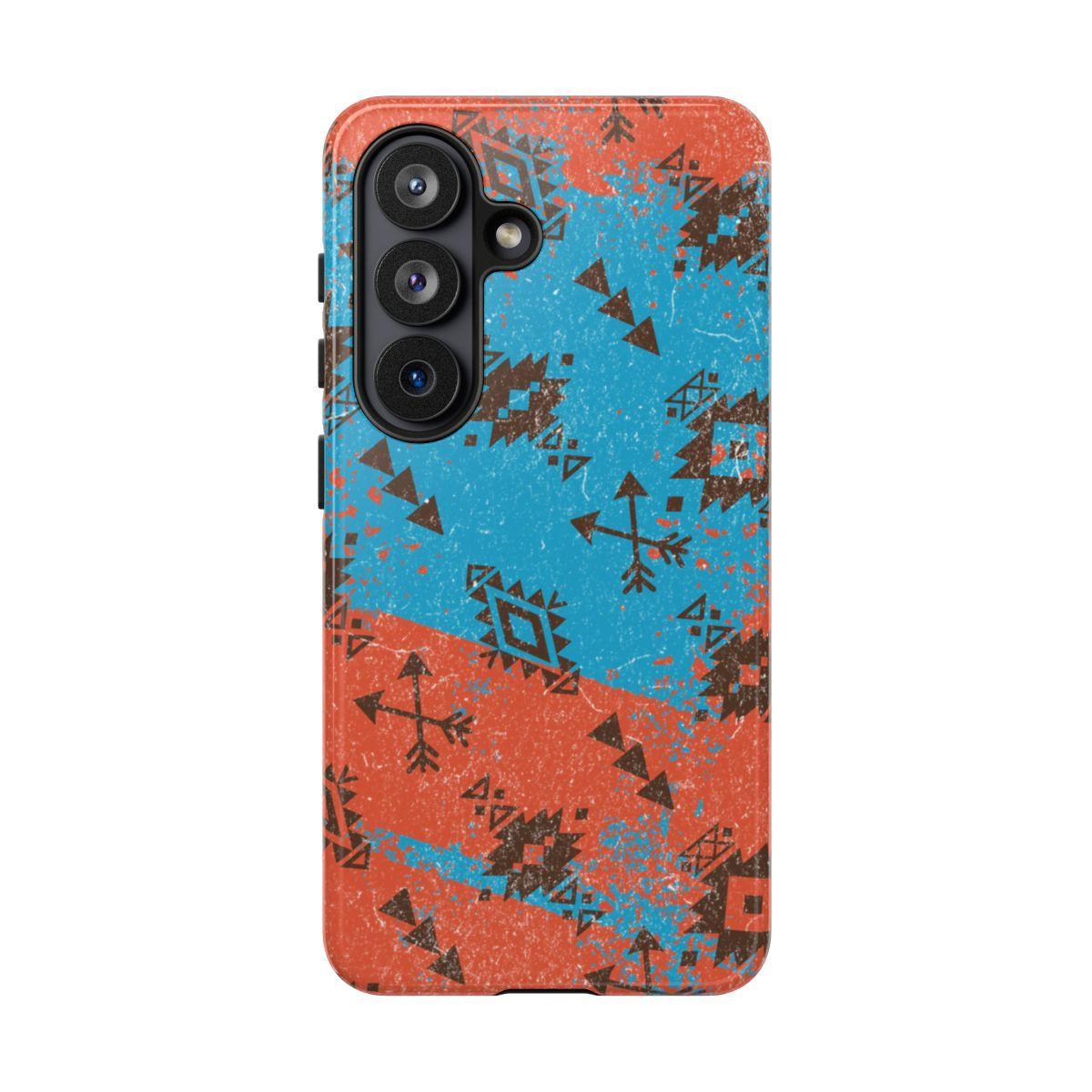 Orange Blue Aztec Grunge Tough Case