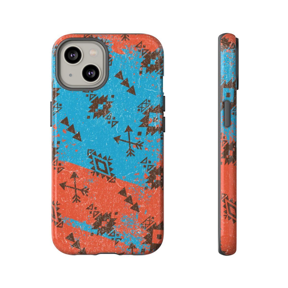 Orange Blue Aztec Grunge Tough Case