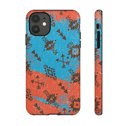 Orange Blue Aztec Grunge Tough Case