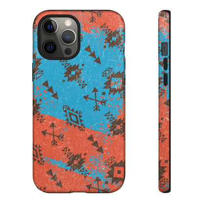 Orange Blue Aztec Grunge Tough Case
