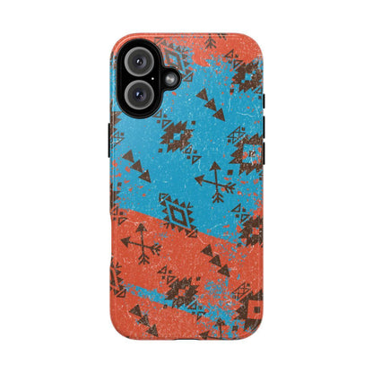 Orange Blue Aztec Grunge Tough Case