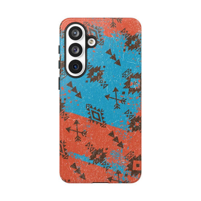 Orange Blue Aztec Grunge Tough Case