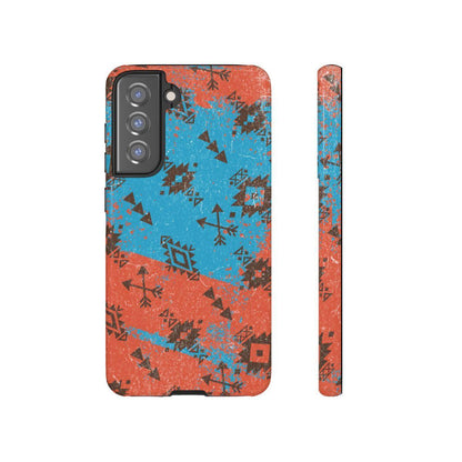Orange Blue Aztec Grunge Tough Case