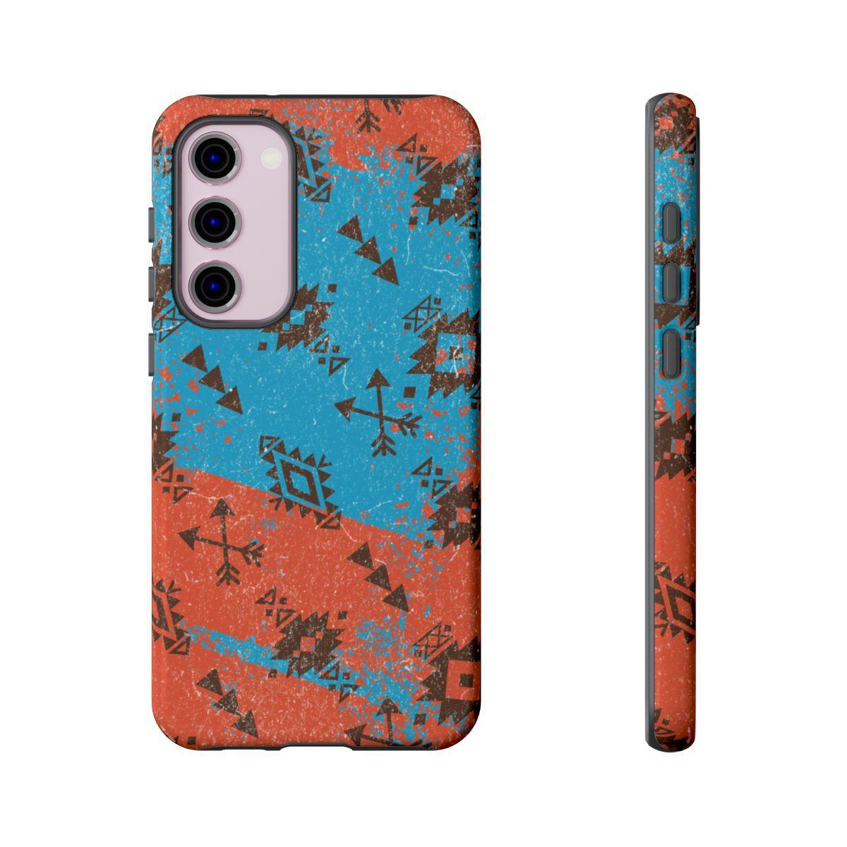 Orange Blue Aztec Grunge Tough Case