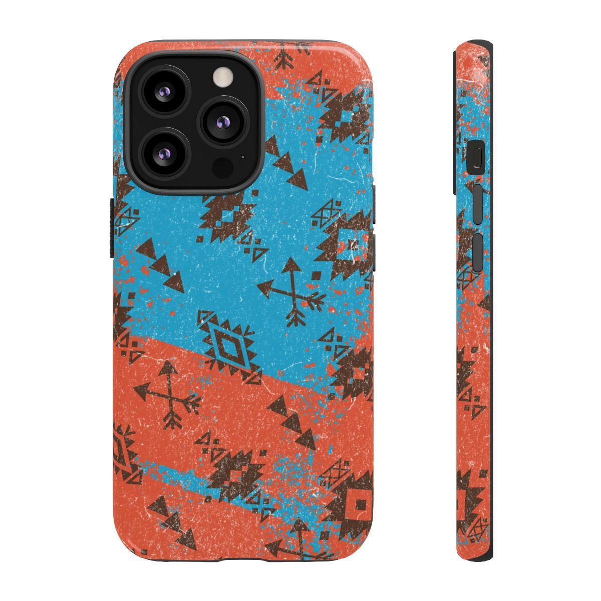 Orange Blue Aztec Grunge Tough Case