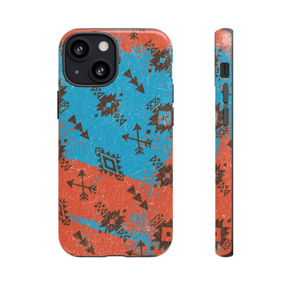 Orange Blue Aztec Grunge Tough Case