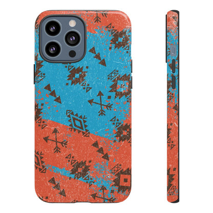 Orange Blue Aztec Grunge Tough Case