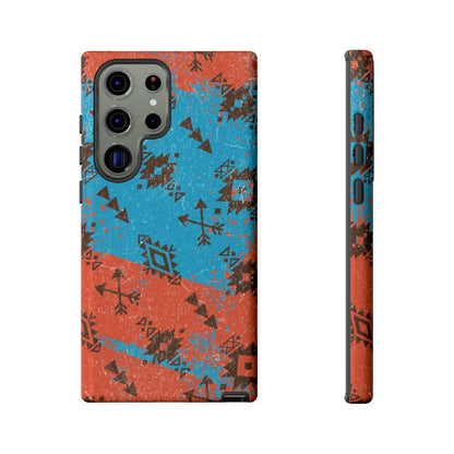 Orange Blue Aztec Grunge Tough Case