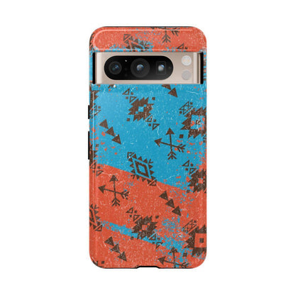 Orange Blue Aztec Grunge Tough Case