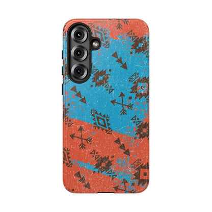 Orange Blue Aztec Grunge Tough Case