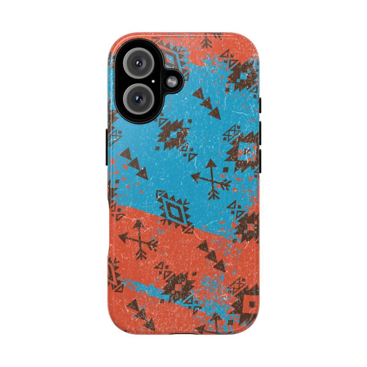Orange Blue Aztec Grunge Tough Case