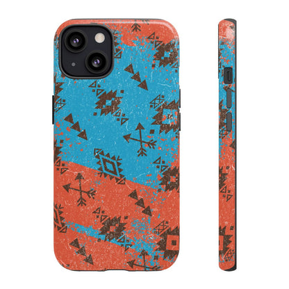 Orange Blue Aztec Grunge Tough Case