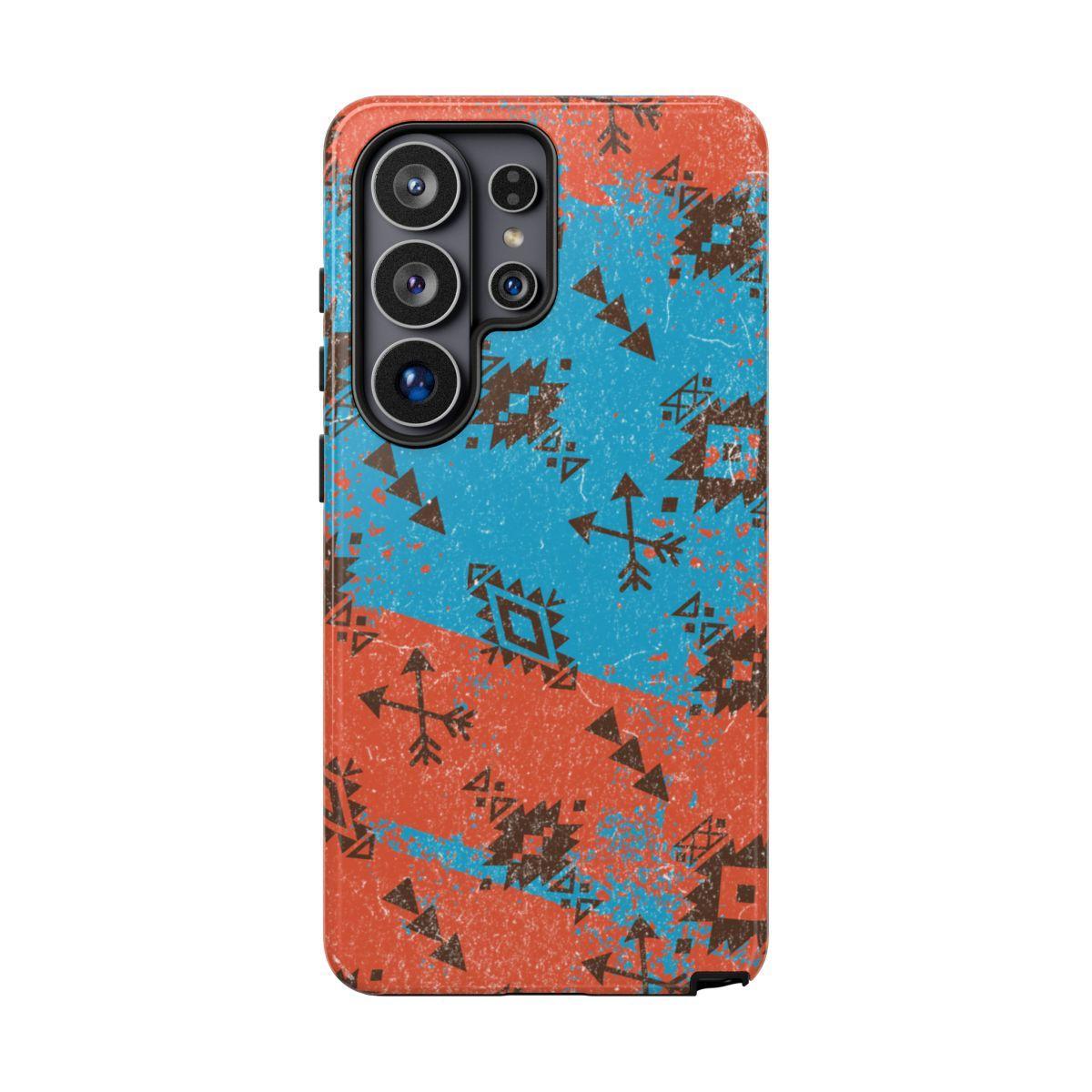 Orange Blue Aztec Grunge Tough Case