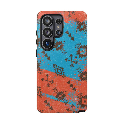 Orange Blue Aztec Grunge Tough Case