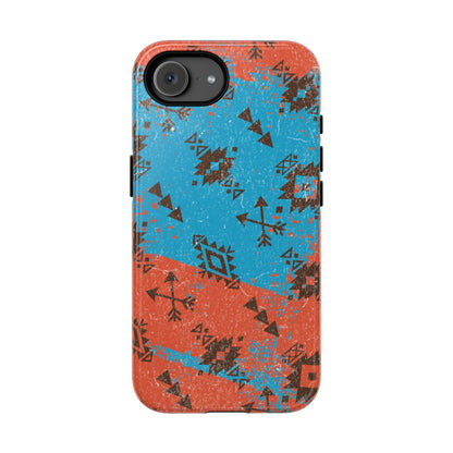 Orange Blue Aztec Grunge Tough Case - iPhone 17e