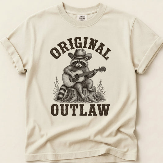 Original Outlaw Raccoon T-shirt on Ivory