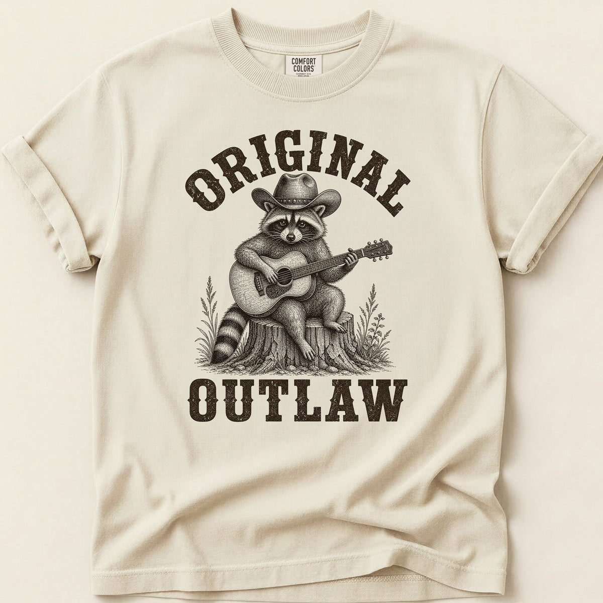 Original Outlaw Raccoon T-shirt on Ivory