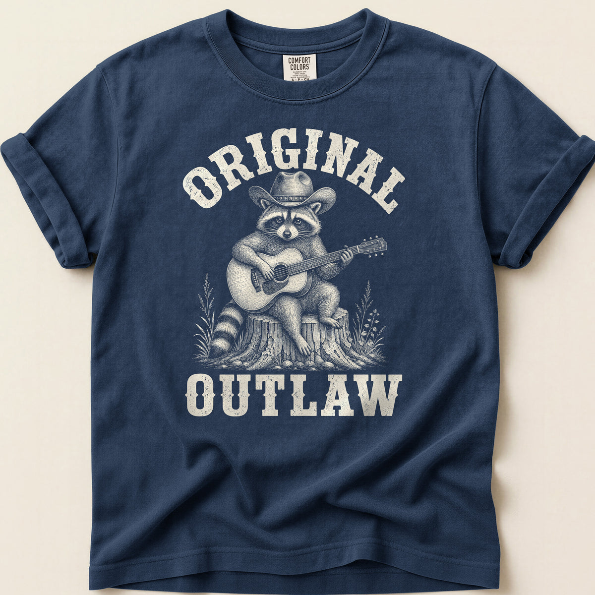 Original Outlaw Raccoon T-shirt on Navy