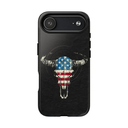 Patriotic Bull Skull Magnetic Case