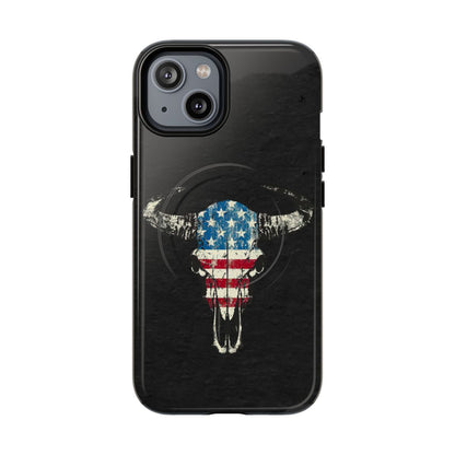 Patriotic Bull Skull Magnetic Case
