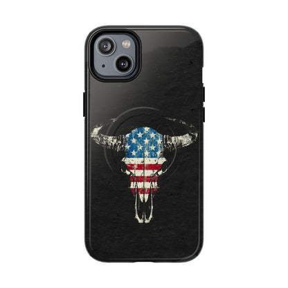 Patriotic Bull Skull Magnetic Case