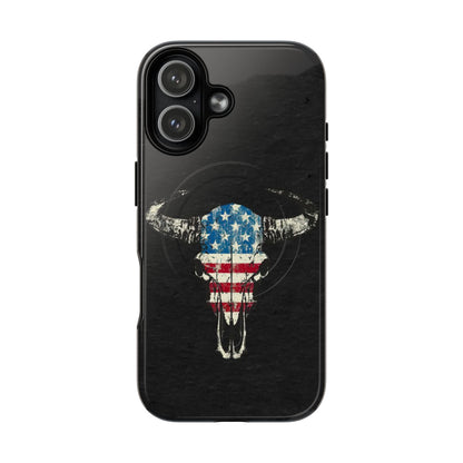 Patriotic Bull Skull Magnetic Case