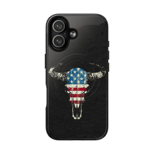 Patriotic Bull Skull Magnetic Case