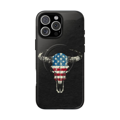 Patriotic Bull Skull Magnetic Case