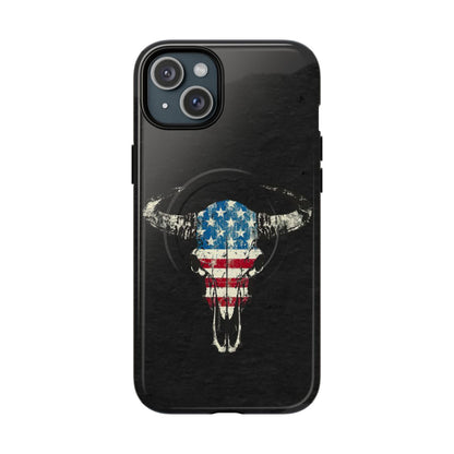 Patriotic Bull Skull Magnetic Case