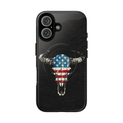 Patriotic Bull Skull Magnetic Case