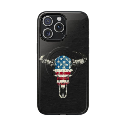 Patriotic Bull Skull Magnetic Case