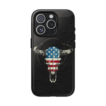 Patriotic Bull Skull Magnetic Case