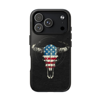 Patriotic Bull Skull Magnetic Case