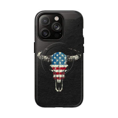 Patriotic Bull Skull Magnetic Case