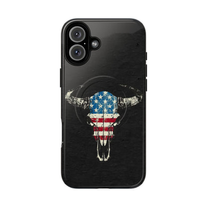 Patriotic Bull Skull Magnetic Case