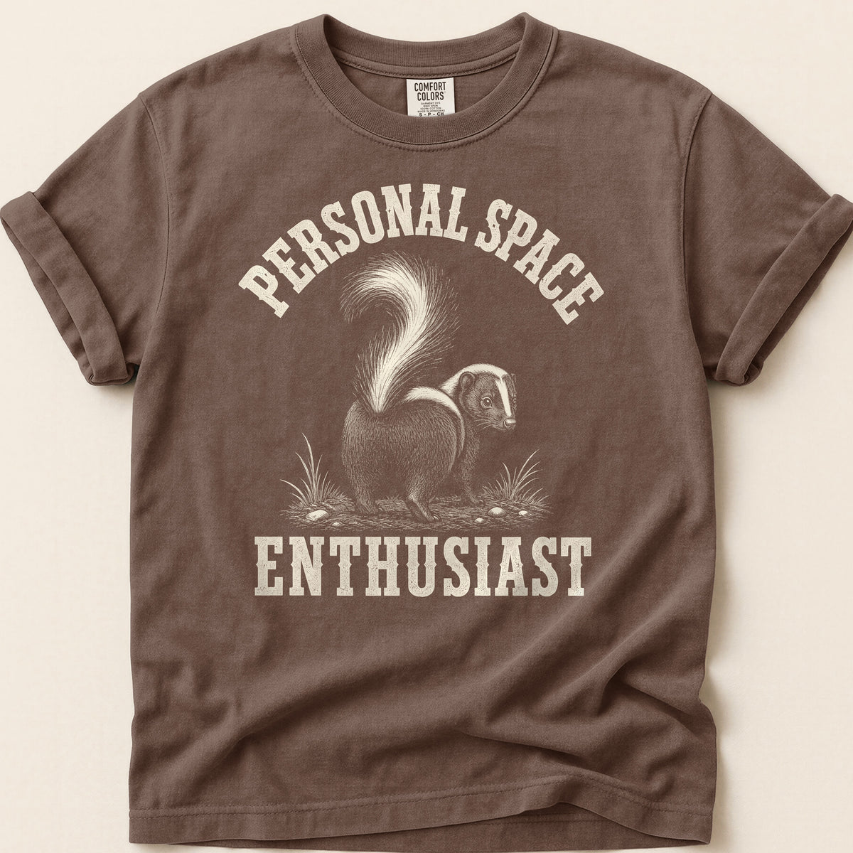 Personal Space Skunk T-shirt on Espresso