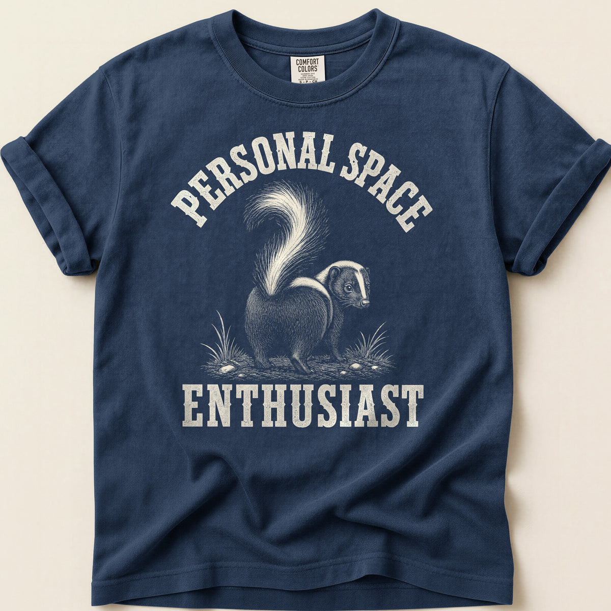 Personal Space Skunk T-shirt on Navy