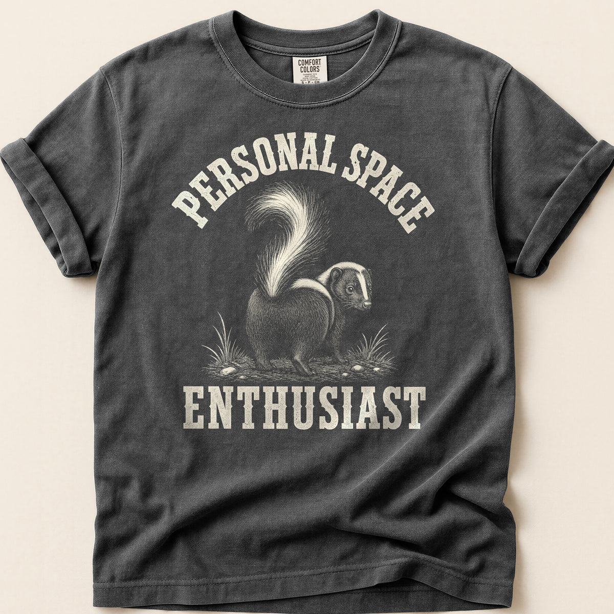 Personal Space Skunk T-shirt on Pepper
