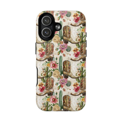 Pink Flowers and Boots Magnetic Case