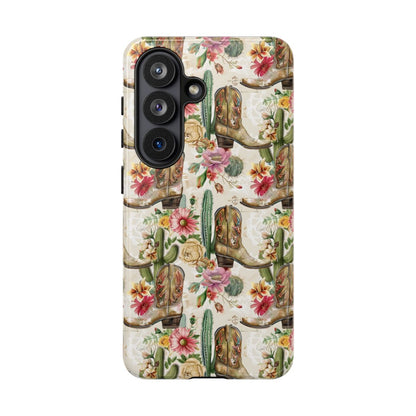 Pink Flowers and Boots Tough Case