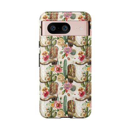 Pink Flowers and Boots Tough Case