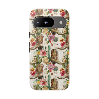 Pink Flowers and Boots Tough Case