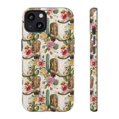 Pink Flowers and Boots Tough Case