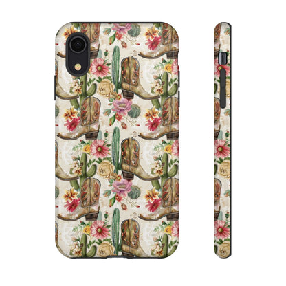 Pink Flowers and Boots Tough Case