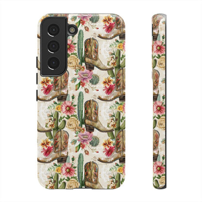 Pink Flowers and Boots Tough Case