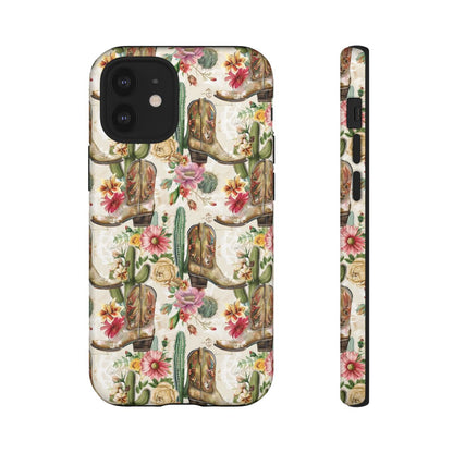 Pink Flowers and Boots Tough Case