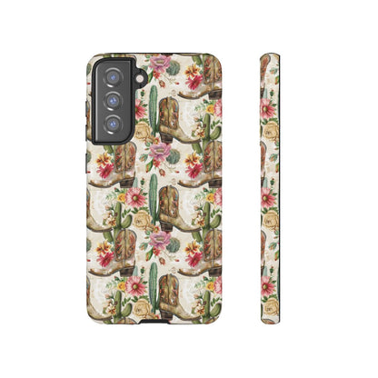 Pink Flowers and Boots Tough Case