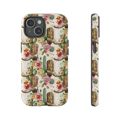 Pink Flowers and Boots Tough Case