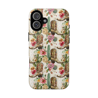 Pink Flowers and Boots Tough Case